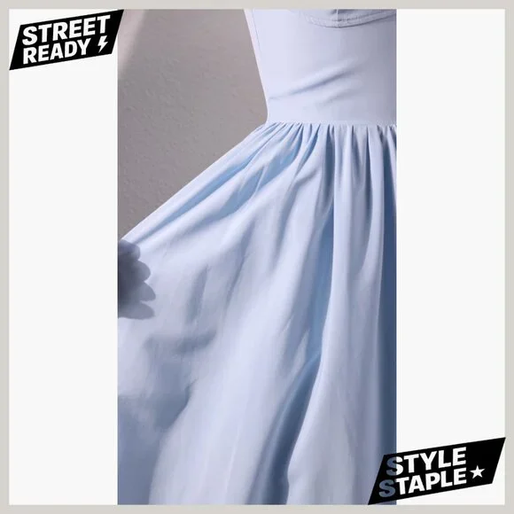 Midi Dress with Pockets A-Line Lace Spaghetti Strap Formal Summer Sundress